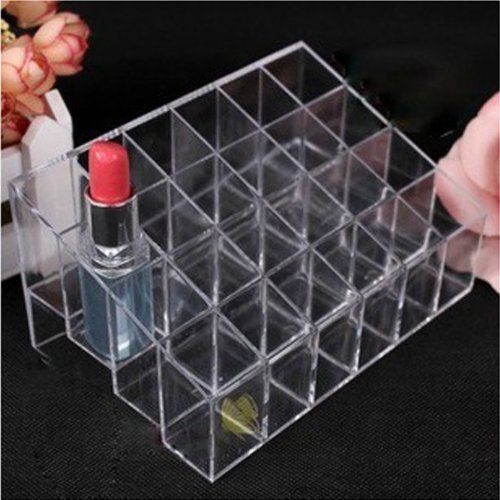 [Australia] - Onwon Transparent Cosmetic Makeup Organizer Clear 24 Lattices Lipsticks Cosmetic Lotion Makeup Organizer Storage Display Holder Stand 