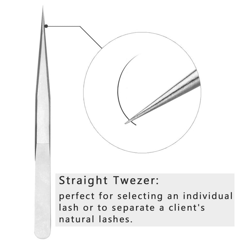 [Australia] - Eyelash Extensions Tweezers VETUS Straight Pointer Pointed Tip Eye Lash Tweezers for Isolation False Classic Volume Mink Individual Lashing Tweezer Precision Professional Tools by EMEDA (1PC 00-SA) 1 Count 