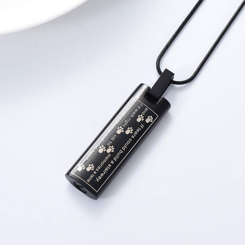 [Australia] - zeqingjw Cremation Jewelry for Ashes,Paw Print Urn Necklace for Ashes,Stainless Steel Keepsake Waterproof Memorial Pendant for Pet's Dog's Ashes with Filling Kit Black 