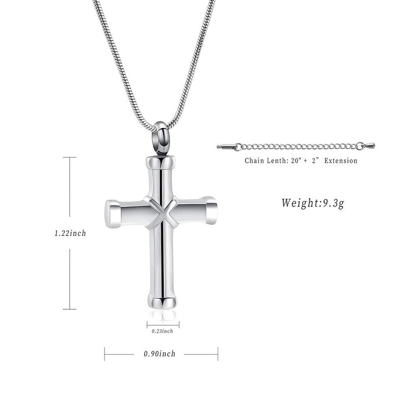 [Australia] - None 316l Stainless Steel Cremation Necklace Classic Cross Urn Pendant Memorial Jewelry for Ashes Silver 