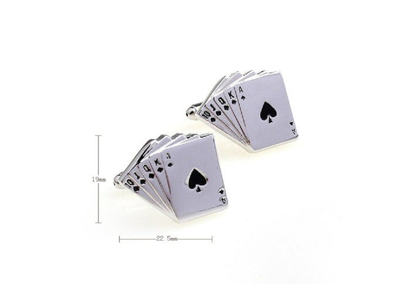 [Australia] - MRCUFF Royal Flush Poker Ace - Ten Pair Cufflinks in a Presentation Gift Box & Polishing Cloth 