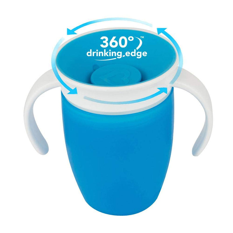 [Australia] - Munchkin Miracle 360 Cup, Baby and Sippy Cup, Ideal Sippy, Water and Weaning Cup 6+ to 12 Months, 7 oz/207 ml, Blue 1 Pack 