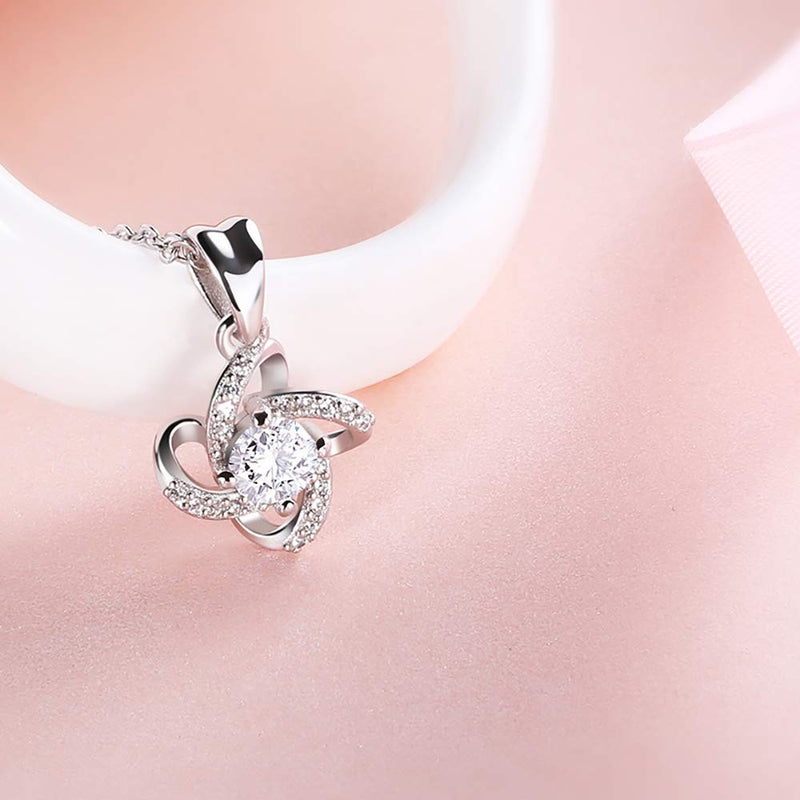 [Australia] - Angemiel 925 Sterling Silver Mother Daughter Necklace 5A Cubic Zirconia Pendant Necklaces for Women Girls 