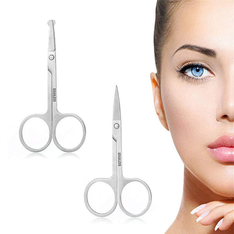[Australia] - ABMRO 3pcs Small Eyebrow Scissors and Nose Hair Scissor, Beard Moustache Eyelash Nail Trimmer Facial Hair Grooming Scissors for Man and Woman 