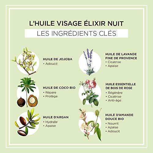 [Australia] - Organic Face Night Repair Oil HUYGENS - Regenerating Concentrate - Night Elixir Serum - Wake Up To Beautiful Skin - Organic & 100% Natural - Made In France - Vegan - 30mL 