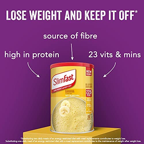 [Australia] - SlimFast Balanced Meal Shake, Healthy Shake for Balanced Diet Plan with Vitamins and Minerals, High in Fibre, Banana Flavour, 16 Servings, 584 g (Pack of 1) 