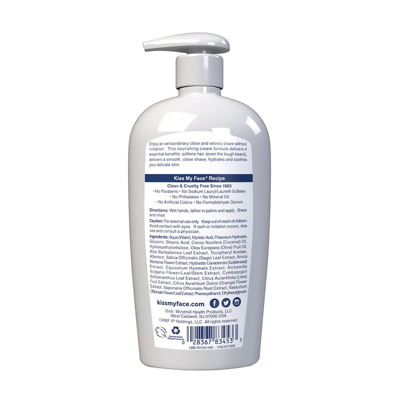 [Australia] - Kiss My Face Fragrance Free Moisture Shave, 4 In 1 Shaving Cream, Cruelty Free And Vegan, With Added Olive Oil And Aloe Leaf Extract, Vitamin E Rich, 11 fl Oz Pump Bottle 11 Fl Oz (Pack of 1) 