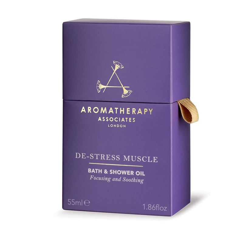 [Australia] - Aromatherapy Associates De-Stress Muscle Bath & Shower Oil, 55ml - Essential Oil Cleanser with Rosemary, Ginger & Black Pepper 