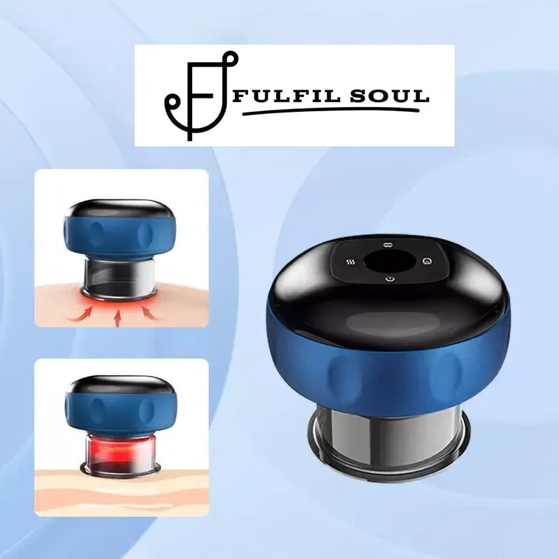 [Australia] - Fulfil Soul Smart 3 in 1 Electric Cupping Therapy Set,12 Level Temperature and Suction, Suitable for Neck, Shoulder and Back Massage, Scraping, Effectively Relieve Pain Blue 