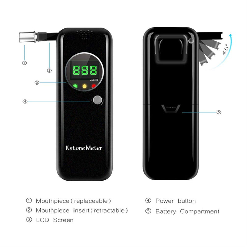 [Australia] - Coolker Ketone Meter Digital LCD Displays Testing with 10Pcs Replaceable Mouthpieces 