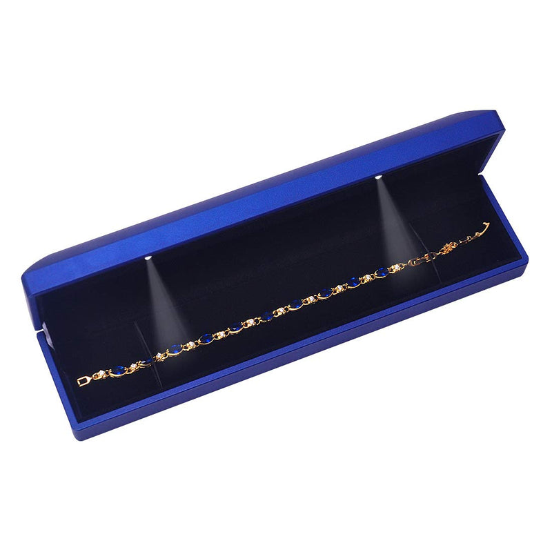 [Australia] - iSuperb LED Light Necklace Chain Bracelet Display Case Storage Blue Jewelry Gift Box Led Bracelet Chain Box 