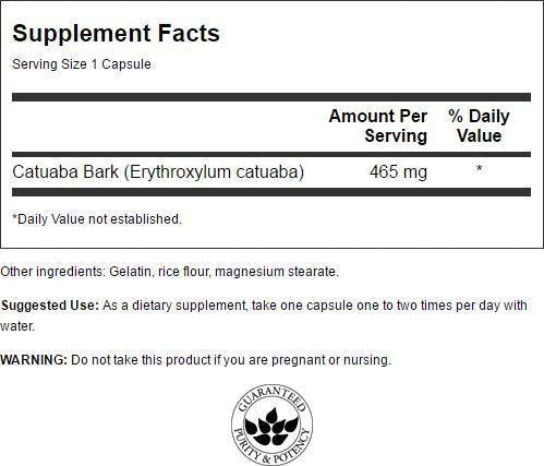 [Australia] - Swanson Catuaba Bark - Supports Endurance & Stamina for Men & Women - Herbal Supplement Promoting Natural Health & Wellness - (60 Capsules, 465mg Each) 