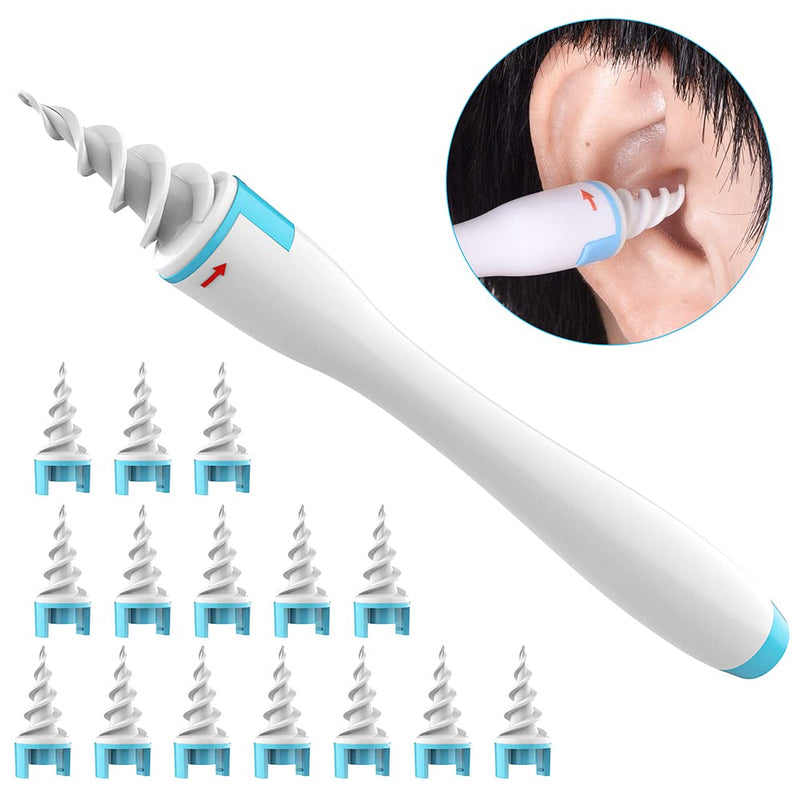 [Australia] - 2022 Spiral Ear Wax Removal Tool, Ear Cleaner kit Q-Grips Earwax Remover with 16 Pcs Soft Replacement Tips Suitable for Adult & Kids (Blue) 