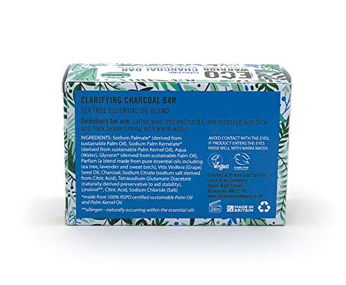 [Australia] - Eco Warrior Clarifying Charcoal Soap Bar - Whole Body Soap - Moisturising Charcoal, Grapeseed and Anti Bacterial Tea Tree Essential Oil - Natural, Eco Friendly, Vegan & Cruelty Free Bar of Soap - 100g Charcoal, Grapeseed & Tea Tree Oils 