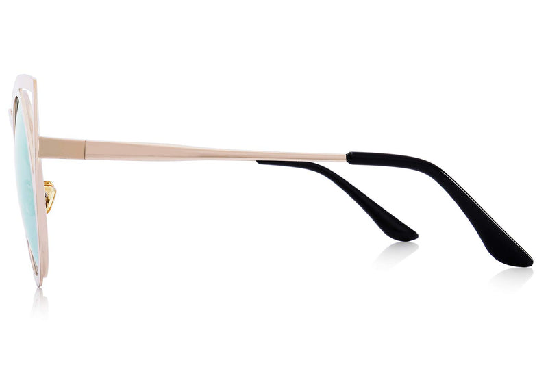 [Australia] - MERRY'S Cat Eye Sunglasses Round Metal Cut-Out Flash Mirror Lens Sun glasses S8064 Pink 50 Millimeters 