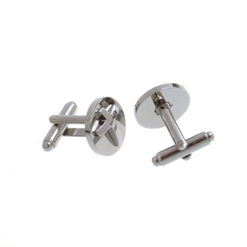 [Australia] - MRCUFF Cross Round Raised Pair Cufflinks in a Presentation Gift Box & Polishing Cloth 