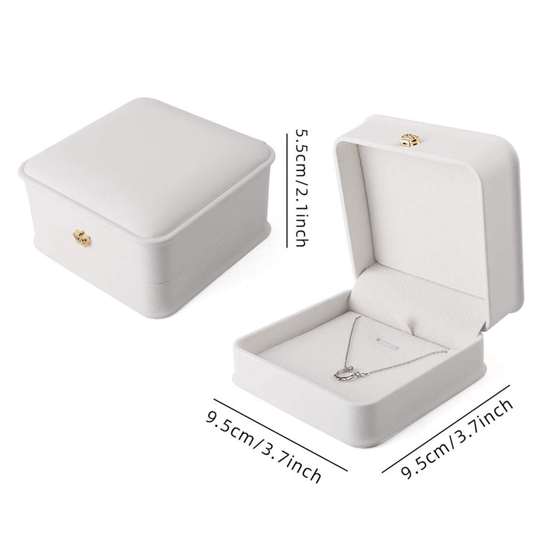 [Australia] - iSuperb 2 Pcs Necklace Pendant Box Velvet Interior Bracelet Jewelry Gift Box Chain Necklace Display Storage Case for Christmas Engagement Proposal 2pcs White Large Pendant Box 