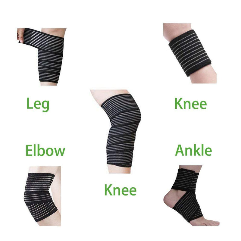 [Australia] - Extra Long Elastic Knee Wrap Compression Bandage Brace Support for Legs, Plantar Fasciitis, Stabilising Ligaments, Joint Pain, Squat, Basketball, Running, Tennis, Soccer, Football (Black-1Pcs) Black-1Pcs 