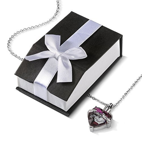 [Australia] - Smartchoice Cremation Jewelry For Ashes Urn Necklace Heart Pendant With Beautiful Presentation Gift Box With Stainless Chain And Accessories, Purple 