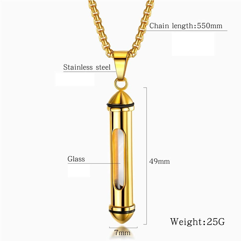 [Australia] - Jude Jewelers Stainless Steel Glass Keepsake Ash Memorial Urn Cremation Pendant Necklace Gold 