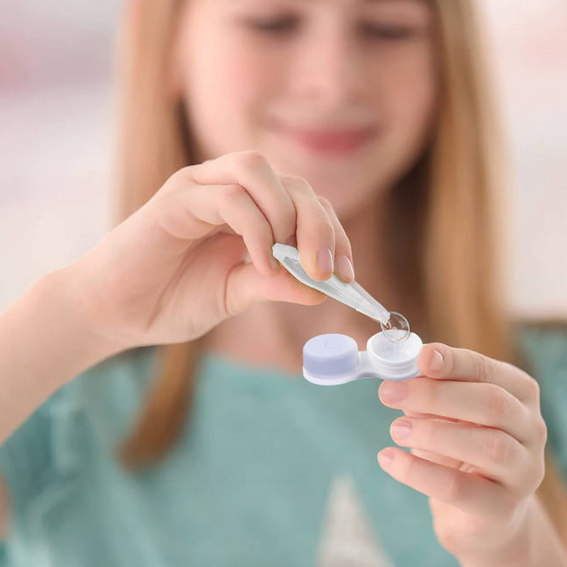[Australia] - Medo 4 Pack Contact Lens Cases, Contact Lens Container Box Portable Travel Contact Lens Case Left/Right Eyes Contact Lens Holder with Storage Box Tweezers Wearing Stick 