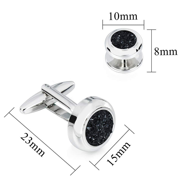 [Australia] - AMITER Cufflinks and Tuxedo Shirt Studs Set for Men Classic Round Shape Owl and Spider Cuff and Studs - Formal Business Wedding Anniversary Jewelry 401741 