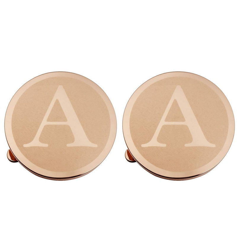 [Australia] - HAWSON Button Covers for Men - Silver Rose Gold Personalized Cufflinks for Men Button Cover Cufflinks for Wedding and Formal Event Accessories Alphabet Initials A-Z Rose Gold A 