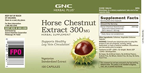 [Australia] - GNC Herbal Plus Horse Chestnut Extract 300mg 100 capsules 