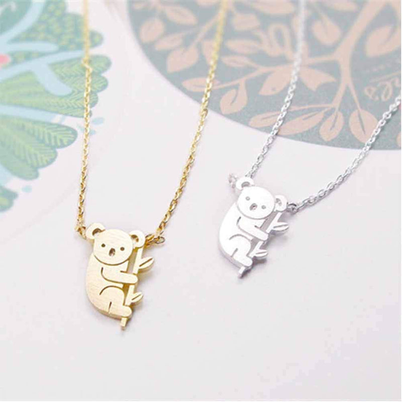 [Australia] - JczR.Y Cute Koala Bear Necklace Pendant Simple Lovely Australian Bear Woodland Animal Necklace for Women Girls B:Silver Koala 