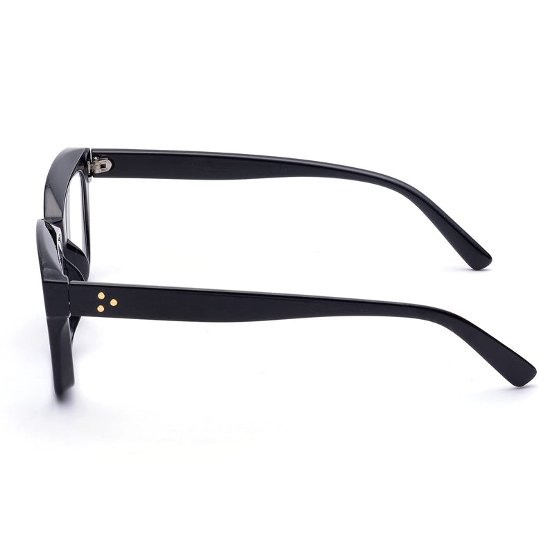 [Australia] - Retro Style Square Reading Glass Big Eyeglass Frames Large lens 50mm Black 1.5 x 