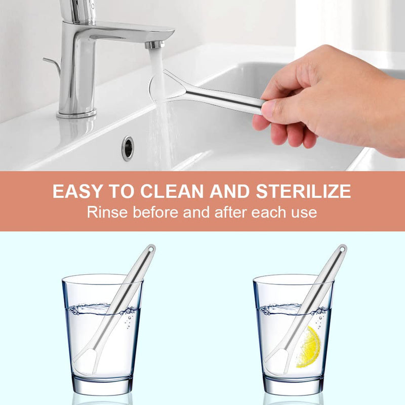 [Australia] - ACWOO Tongue Scraper, 2 Pack Stainless Steel Tongue Cleaners, Tongue Cleaner Tool for Oral Hygiene, Fresh Breath, and Reduce Bad Breath, Reusable Tongue Scrapers for Adults Silver 