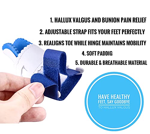 [Australia] - OYSTERBOY Adjustable Strap Hinged Orthopedic Bunion Splint Corrector with Soft Padding, Big Toe Separator Pain Relief, Non-Surgical Hallux Valgus Correction, Hammer Toe Straightener, Day Night Support 