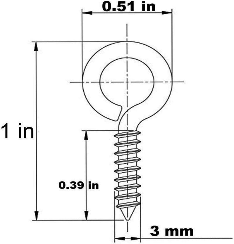 [Australia] - 1 Inch 120 Pcs Small Screw Eyes Metal Screw Hooks Ring Screws Fasteners Hardware Tools Black 
