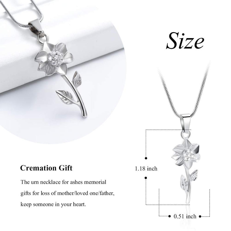 [Australia] - Imrsanl Sunflower Cremation Jewelry for Ashes Urn Pendant Necklace for Ashes Stainless Steel Keepsake Memorial Ash Jewelry Silver 