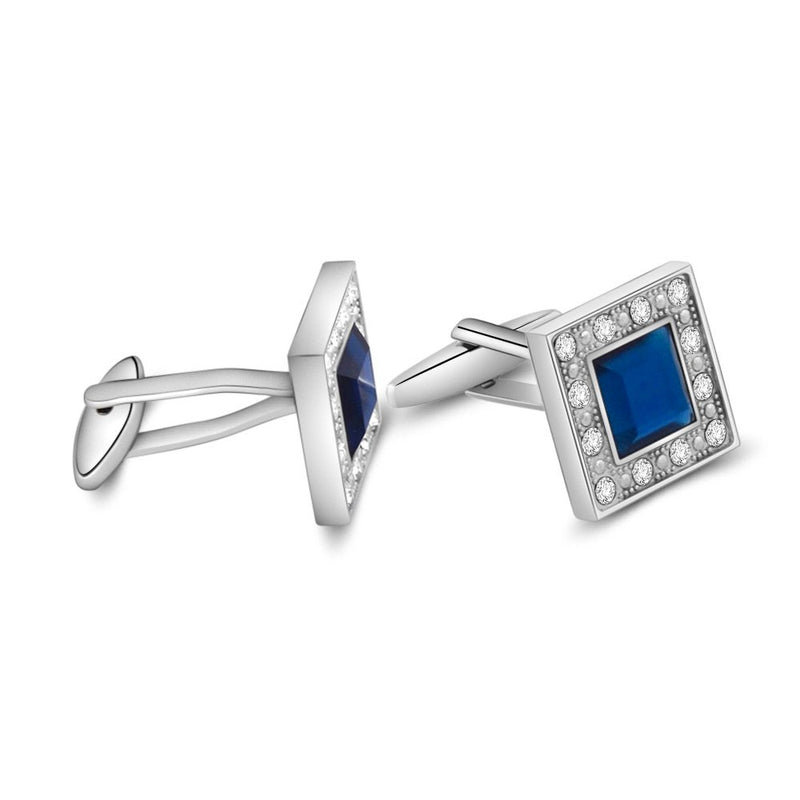 [Australia] - MERIT OCEAN Blue Navy Swarovski Crystal Square Cufflinks for Men Classical Swarovski Cuff Links with Gift Box Elegant Style 