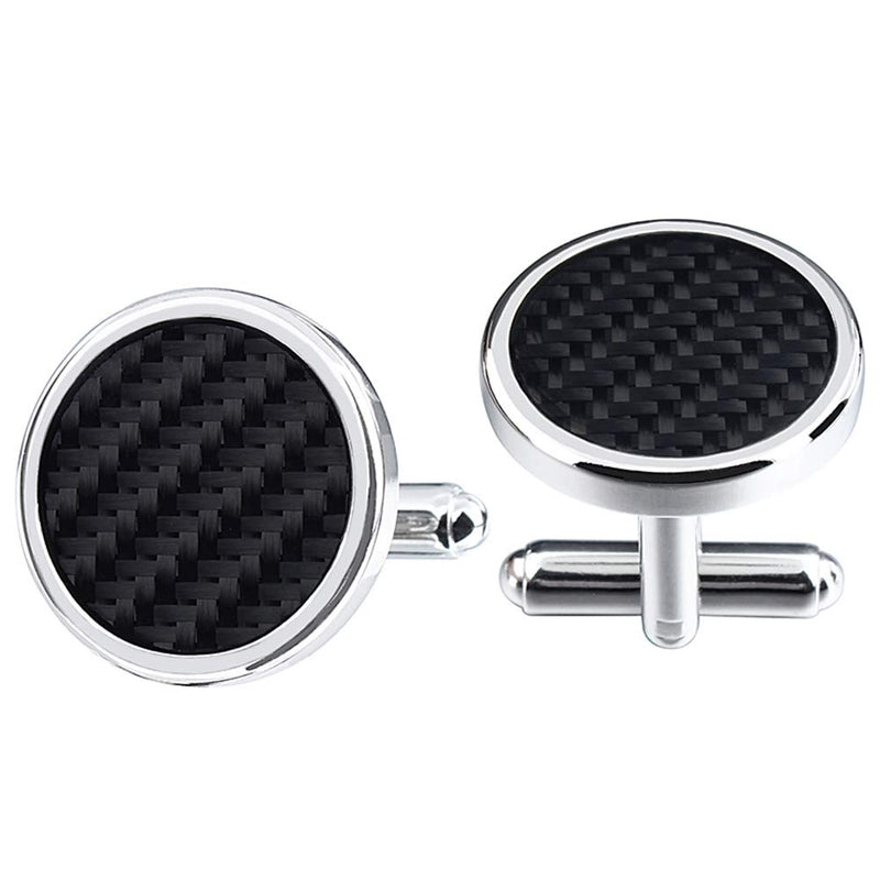 [Australia] - HAWSON Mens Carbon Fiber Cuff Links and Shirt Studs for Tuxedo Wedding Business - Black, Blue, Yellow, Pink black cufflinks and stud set 