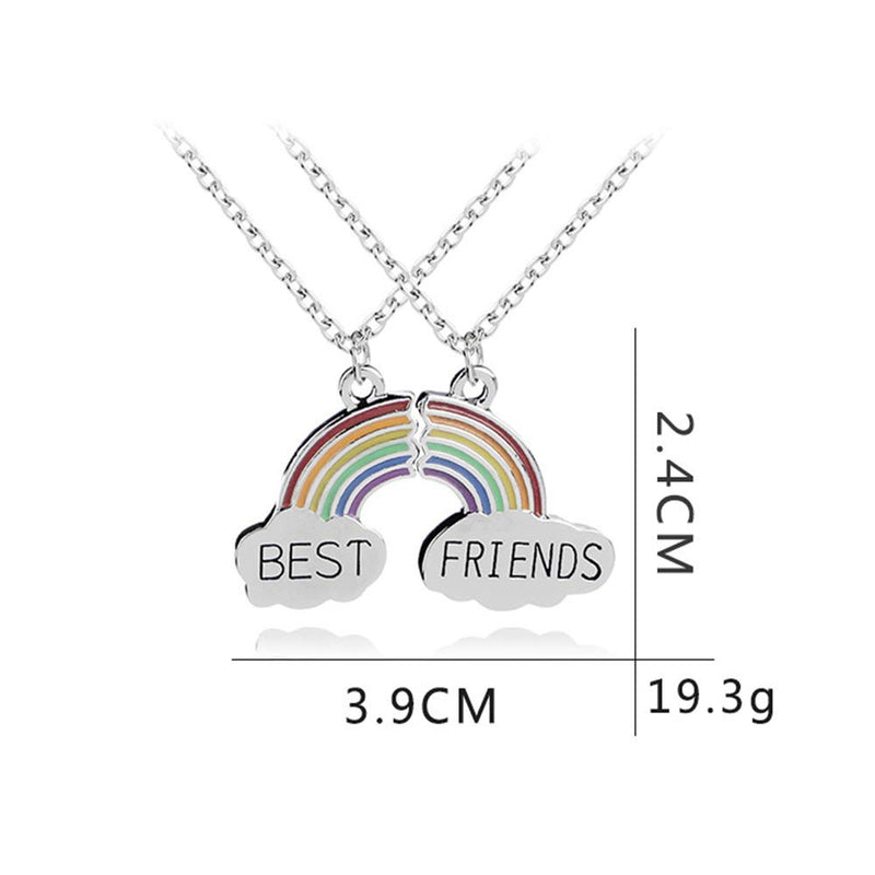 [Australia] - Best Buds BFF Best Friends Matching Heart Pendant Necklaces Teen Forever Friendship Birthday Gift Rainbow 