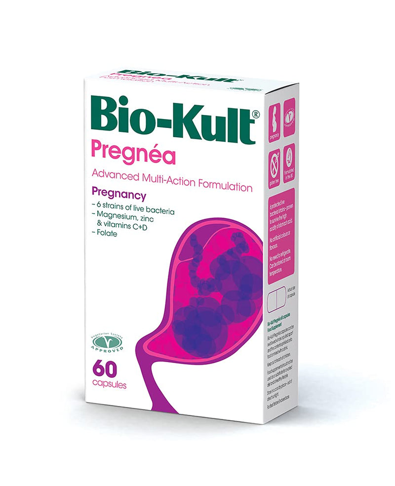 [Australia] - Bio-Kult Pregnéa - A Pregnancy Supplement for Prenatal, Pregnancy & Postnatal Support with Folic Acid, Vitamin D, Magnesium, Zinc, Vitamin C + 6 Strains of Live Bacteria, 60 Capsules 