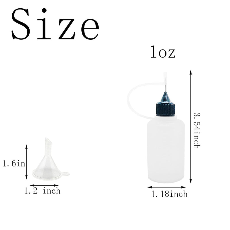 [Australia] - 12 Pcs Precision Tip Applicator Bottles, MYYZMY 1 Ounce Translucent Glue Bottles, with 2 Mini Funnel, Multicolor Lids 