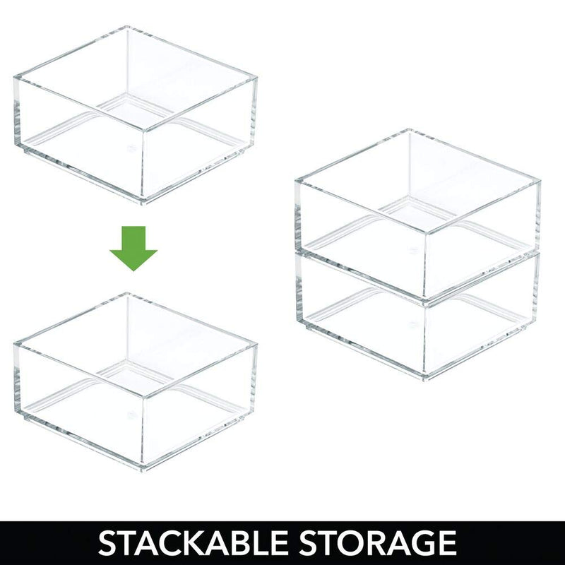 [Australia] - mDesign Small Plastic Makeup Organizer for Bathroom Drawers, Vanity, Countertop - Storage Bins for Eyeshadow Palettes, Lipstick, Lip Gloss, Blush, Concealers, Hair Ties - 4" Square - Clear 1 7.5 x 7.5 x 6 