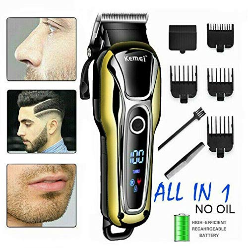 [Australia] - Electric Professional Men's Hair Clipper Razor Shaver Beard Trimmer Grooming Shaving Machine Self Hair Cutting Haircut Trimmer Cutter LCD Rechargeable Cordless 