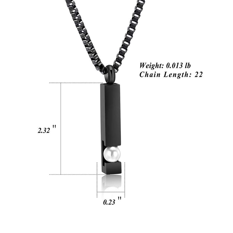 [Australia] - XSMZB Crystal Cremation Urn Jewelry Cube Memorial Ashes Necklace Pendant Keepsake- Black Birthstone Series Pearl 