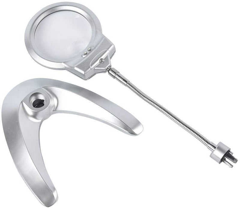 [Australia] - Magnifying Glass with Light and Stand, Lighted Desktop Magnifier, Illuminated 2.25X 5X Magnifying Glass with 2 Ultra Bright LEDs, Hands Free Magnifying Glass for Reading, Repair, Sewing, Jewelry 