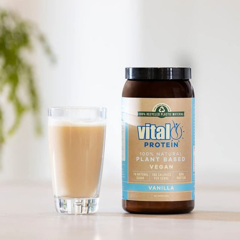 [Australia] - Vital Plant Protein Vanilla 500GM | 100% Plant Protein | Vegan Powder | Pea Protein | Gluten & Dairy Free | Natural | Complete Amino Acid Profile 
