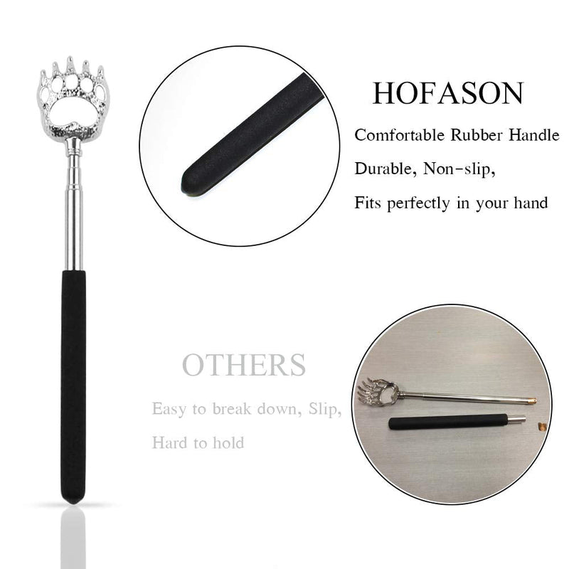 [Australia] - Back Scratcher, Bear Claw Telescopic Back Massager Tool with Soft Rubber Handles, Extendable Telescope Backscratcher Eliminating Back Itching for Both Human and Pets (Black) Black 