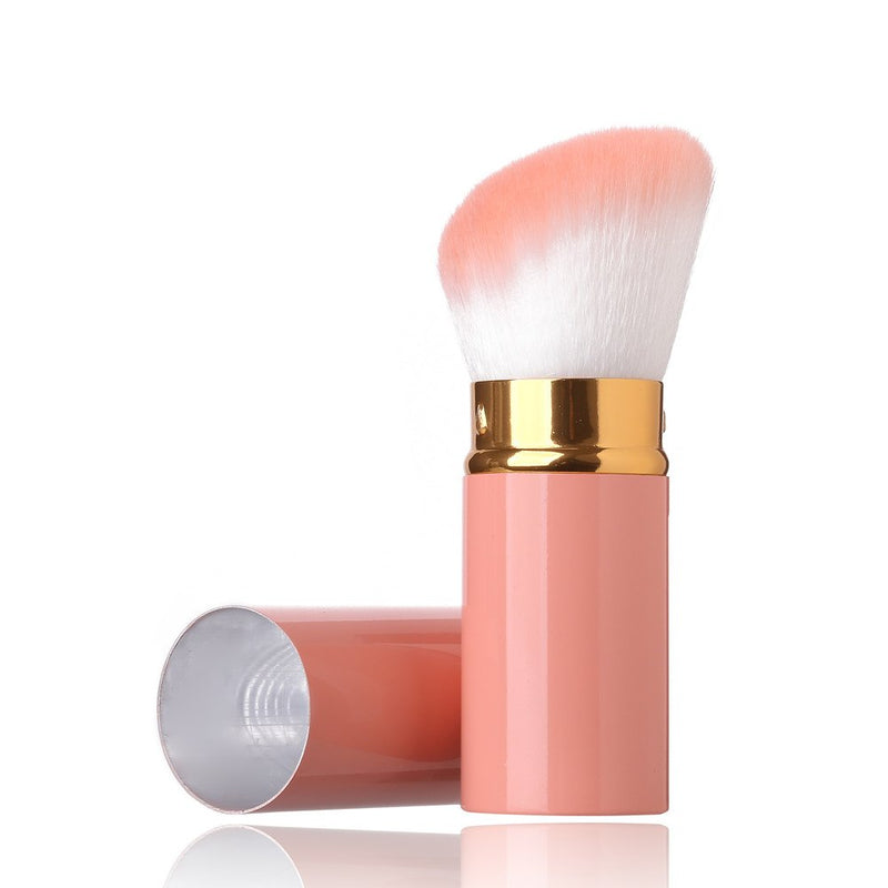 [Australia] - Aguder Retractable Kabuki Brush with Soft Synthetic Fiber Bristles, Pink Gold 