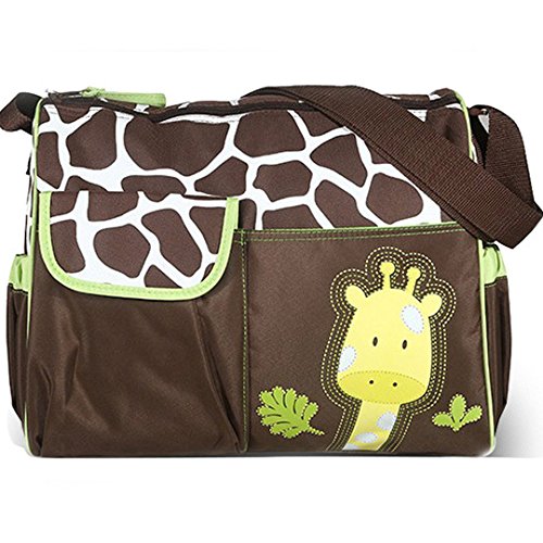 [Australia] - Accessotech Waterproof Baby Diaper Nappy Mummy Changing Handbag Shoulder Bag with Mat Travel (Giraffe Green) Giraffe Green 