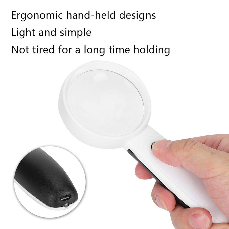 [Australia] - 8X Hand‑Held Magnifier Magnifying Glass with LED Illuminated for Seniors, Macular Degeneration, Reading Hobbyists 