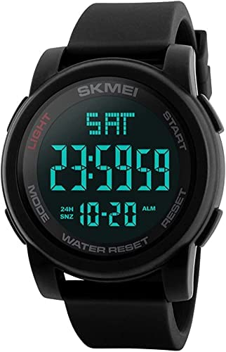 [Australia] - Men's Digital Sports Watch Military Electronic Waterproof Wrist Watches for Men with Stopwatch Alarm LED Backlight Black Dial 