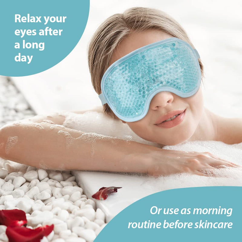 [Australia] - NEWGO Cooling Eye Mask for Puffy Eyes, Reusable Hot Cold Therapy Gel Cold Eye Mask for Migraine, Headache, Dark Circles, Dry Eyes, Swollen Eyes, Sinus Pain, Light Blue 